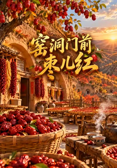 窑洞门前枣儿红